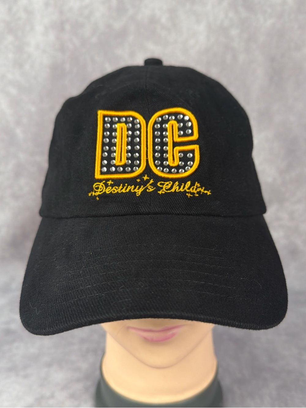 Destiny’s Child DC Rhinestone Embroidered Black Fitted Hat Cap
